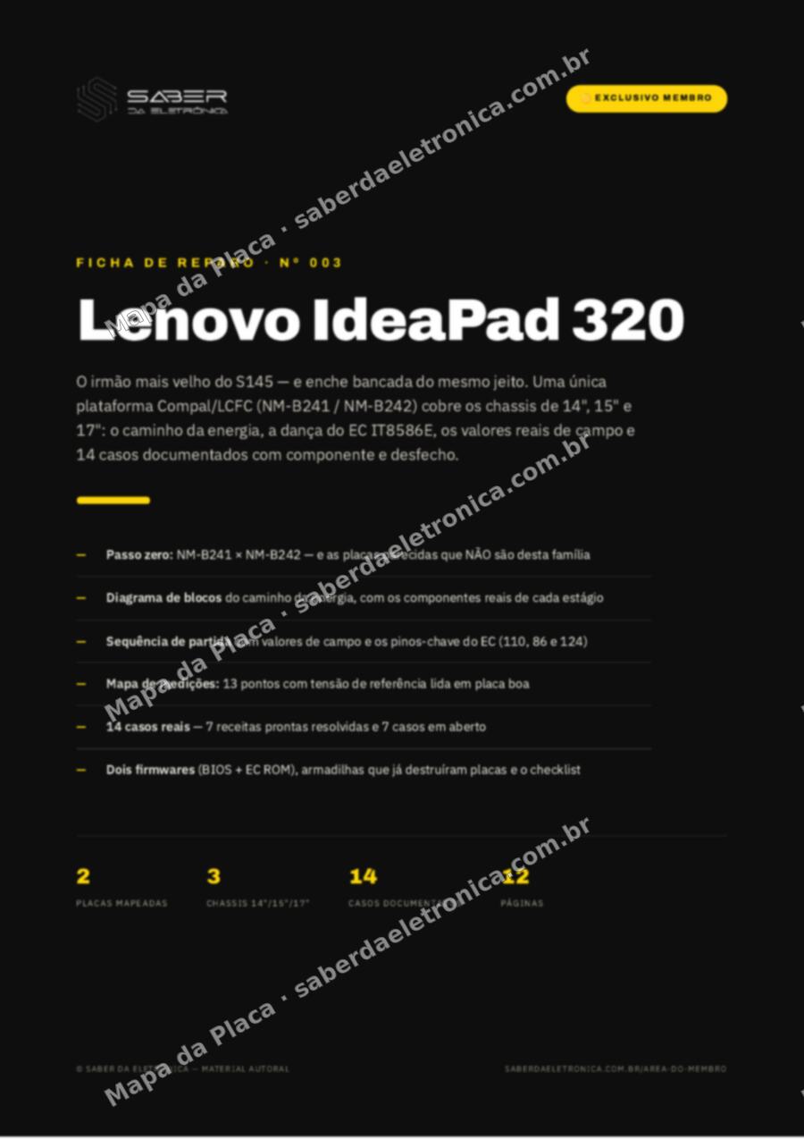 Capa da Ficha de Reparo Nº 003: Lenovo IdeaPad 320 (NM-B241/NM-B242) — Ficha de Reparo da placa
