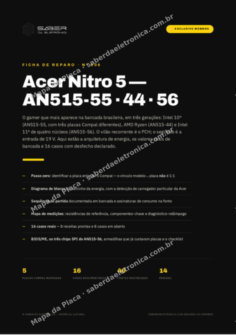 Capa da Ficha de Reparo Nº 006: Acer Nitro 5 AN515-55, AN515-44 e AN515-56 — Ficha de Reparo da placa