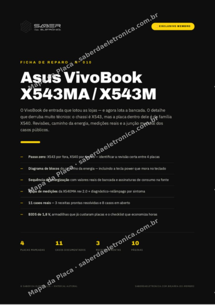 Capa da Ficha de Reparo Nº 010: Asus VivoBook X543MA / X543M — Ficha de Reparo da placa