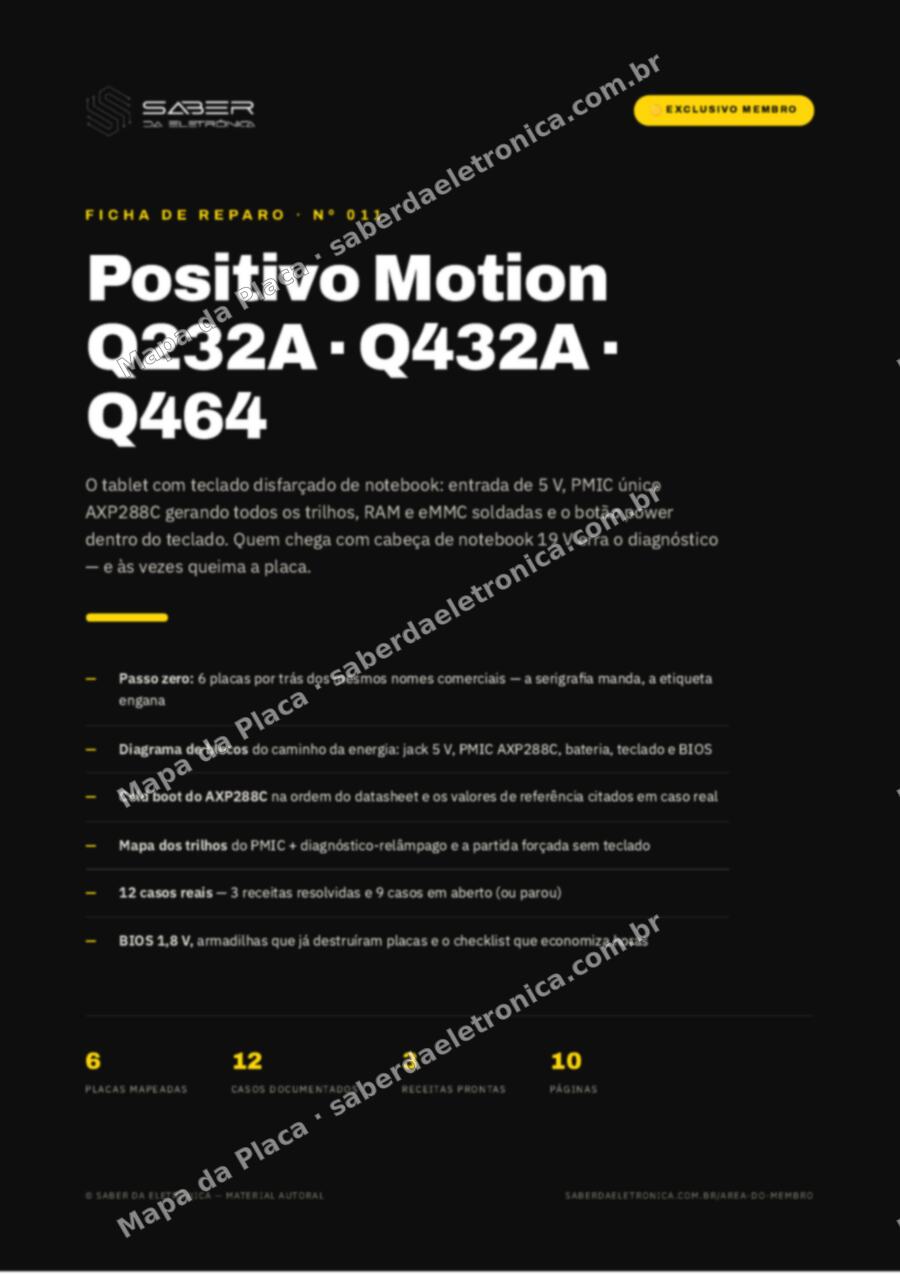 Capa da Ficha de Reparo Nº 011: Positivo Motion Q232A / Q432A / Q464 — Ficha de Reparo da placa