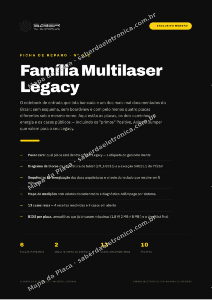 Capa da Ficha de Reparo Nº 012: Família Multilaser Legacy — Ficha de Reparo da placa (EM_H8316 / X133A)