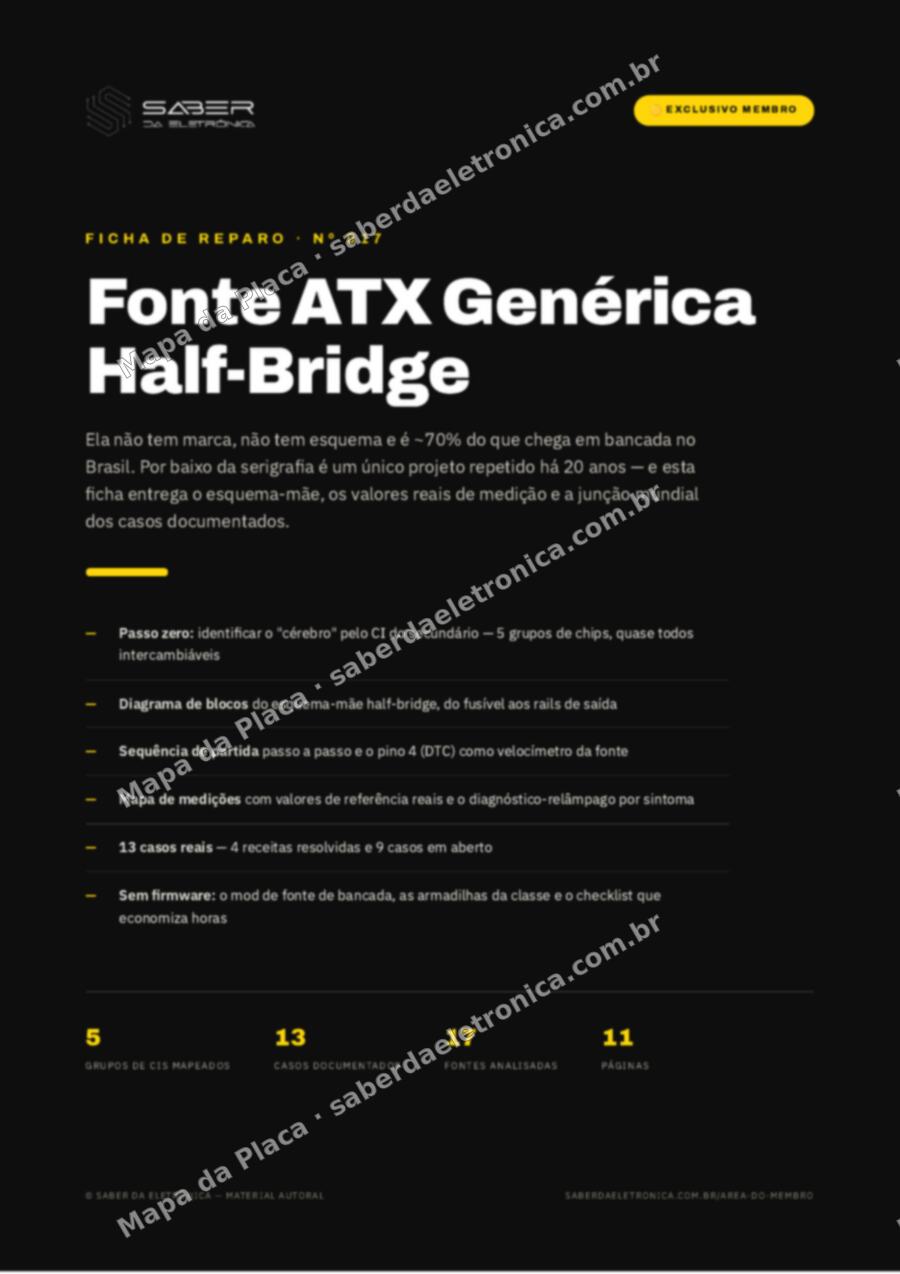 Capa da Ficha de Reparo Nº 017: Fonte ATX Genérica Half-Bridge — Ficha de Reparo da placa