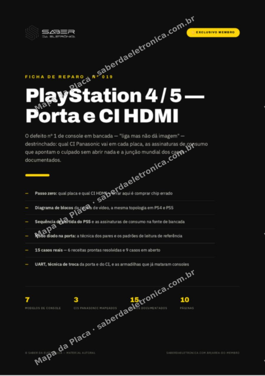 Capa da Ficha de Reparo Nº 019: PlayStation 4/5: Porta e CI HDMI — Ficha de Reparo da placa