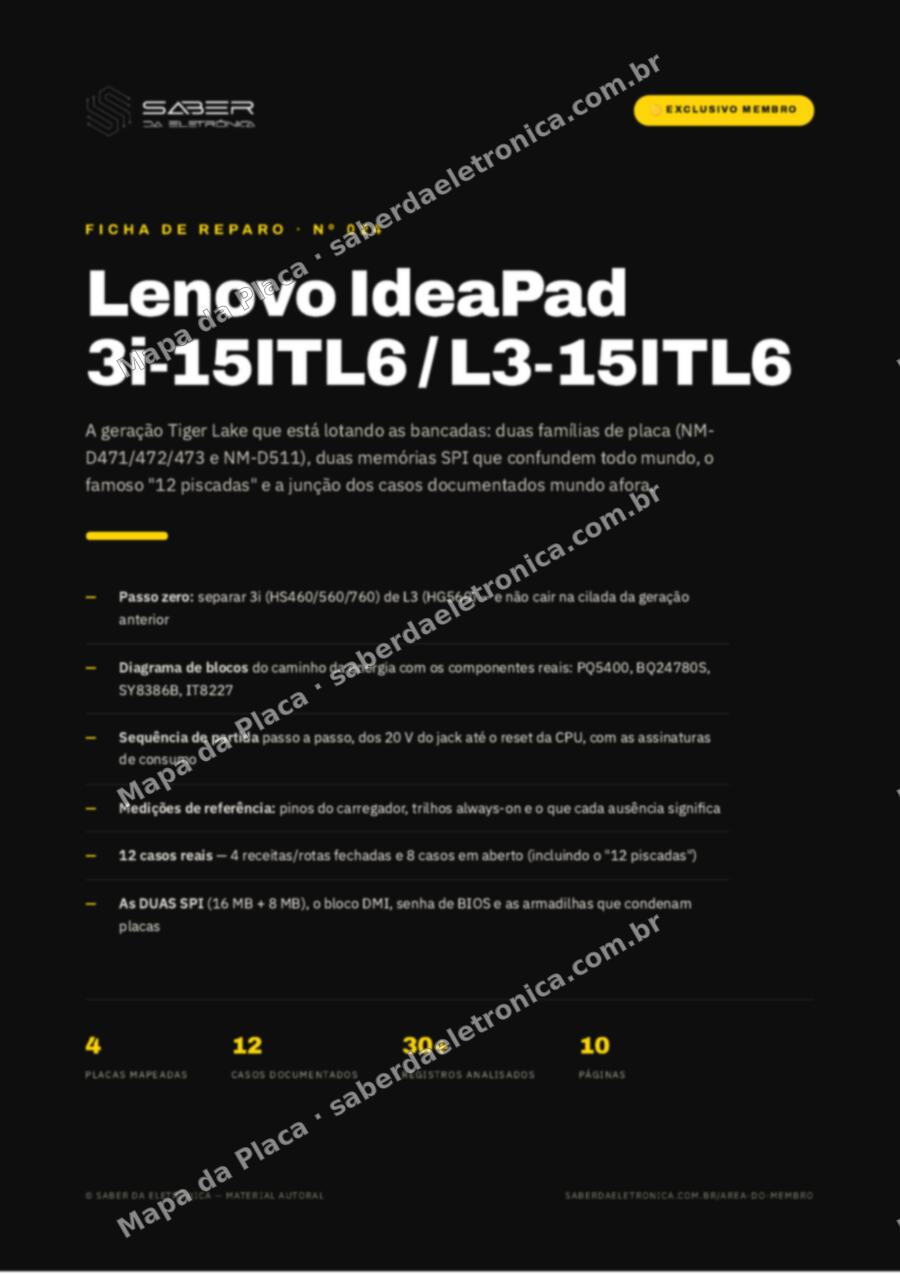 Capa da Ficha de Reparo Nº 024: Lenovo IdeaPad 3i-15ITL6 / L3-15ITL6 — Ficha de Reparo da placa