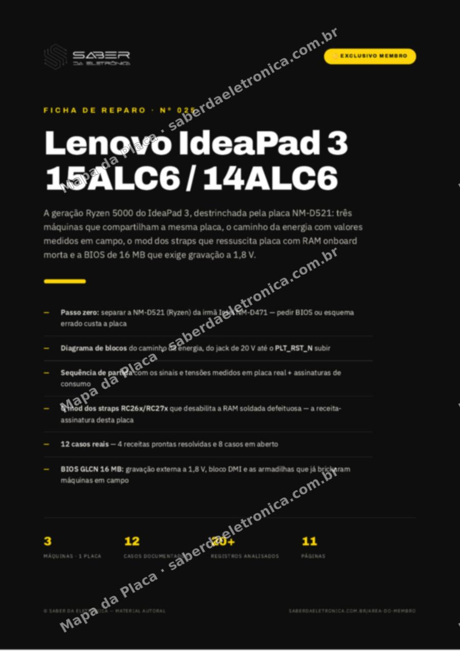 Capa da Ficha de Reparo Nº 025: Lenovo IdeaPad 3-15ALC6 / 14ALC6 (Ryzen) — Ficha de Reparo da placa