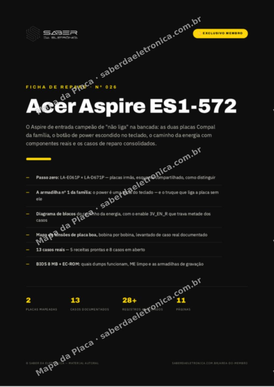 Capa da Ficha de Reparo Nº 026: Acer Aspire ES1-572 — Ficha de Reparo da placa