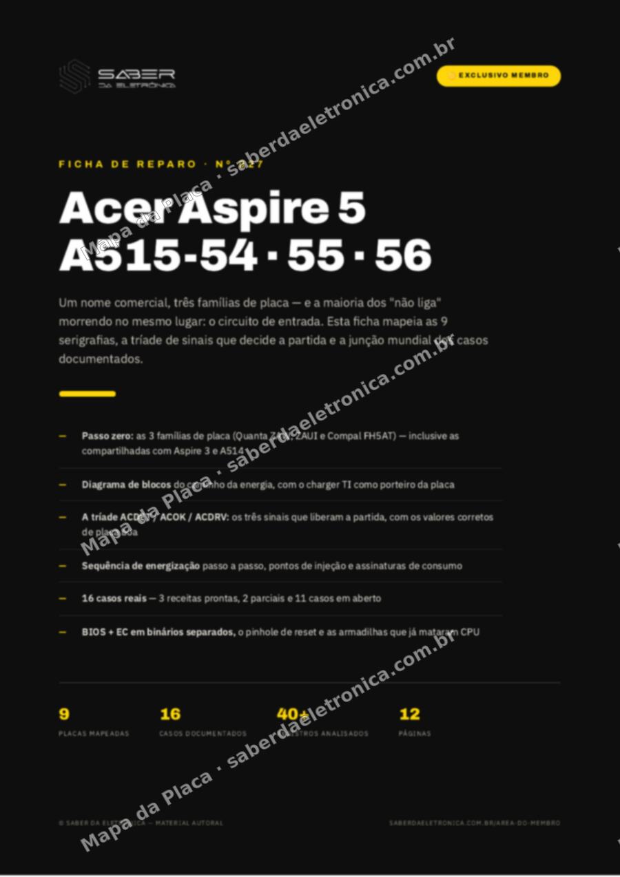 Capa da Ficha de Reparo Nº 027: Acer Aspire 5 (A515-54 / A515-55 / A515-56) — Ficha de Reparo da placa