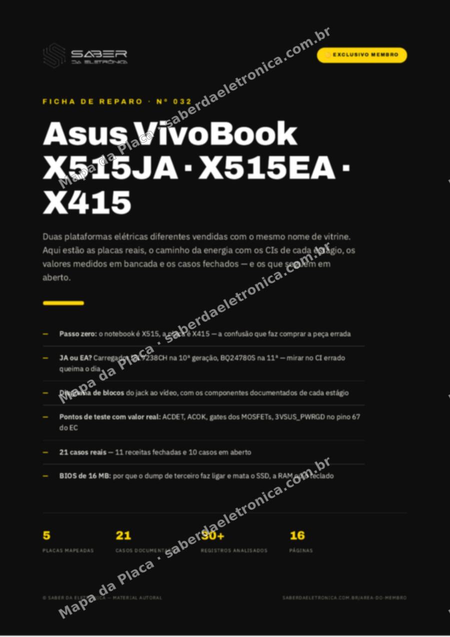 Capa da Ficha de Reparo Nº 032: Asus VivoBook X515JA / X515EA / X415 — Ficha de Reparo da placa