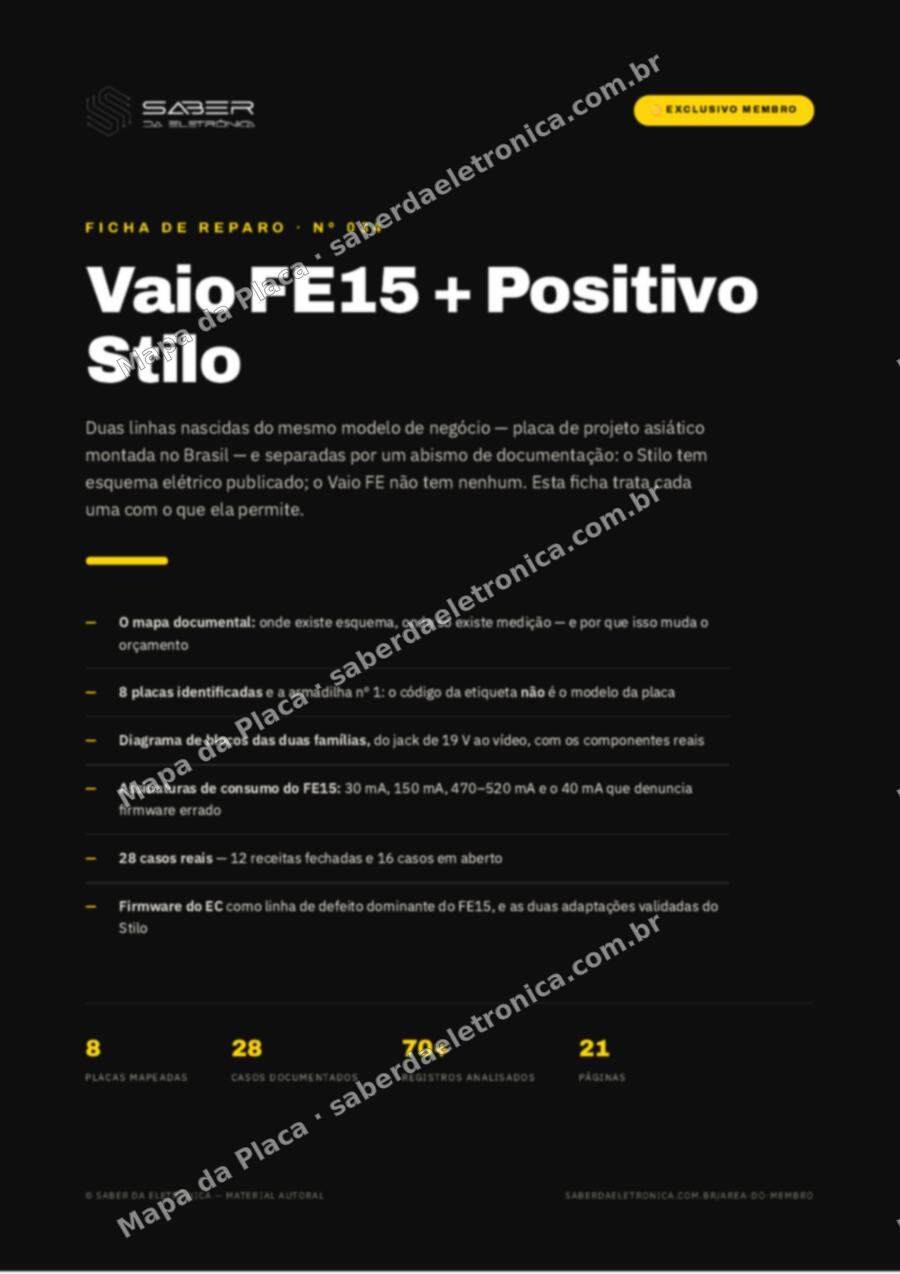 Capa da Ficha de Reparo Nº 034: Vaio FE15 + Positivo Stilo (white-label Emdoor/BR) — Ficha de Reparo da placa