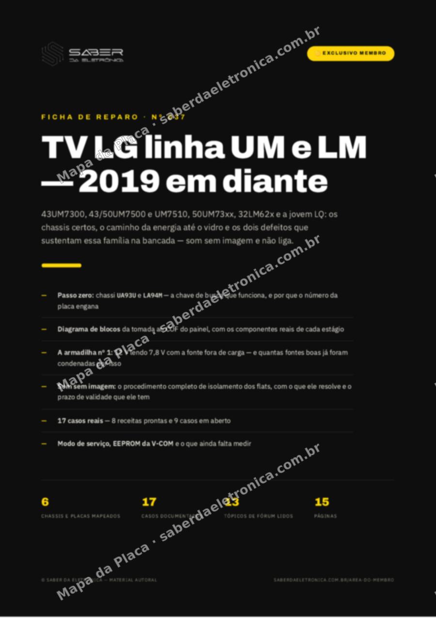 Capa da Ficha de Reparo Nº 037: TV LG UM/LM 2019+ (43UM7300/7500, 50UM7500, 32LM62x/LQ) — Ficha de Reparo da placa