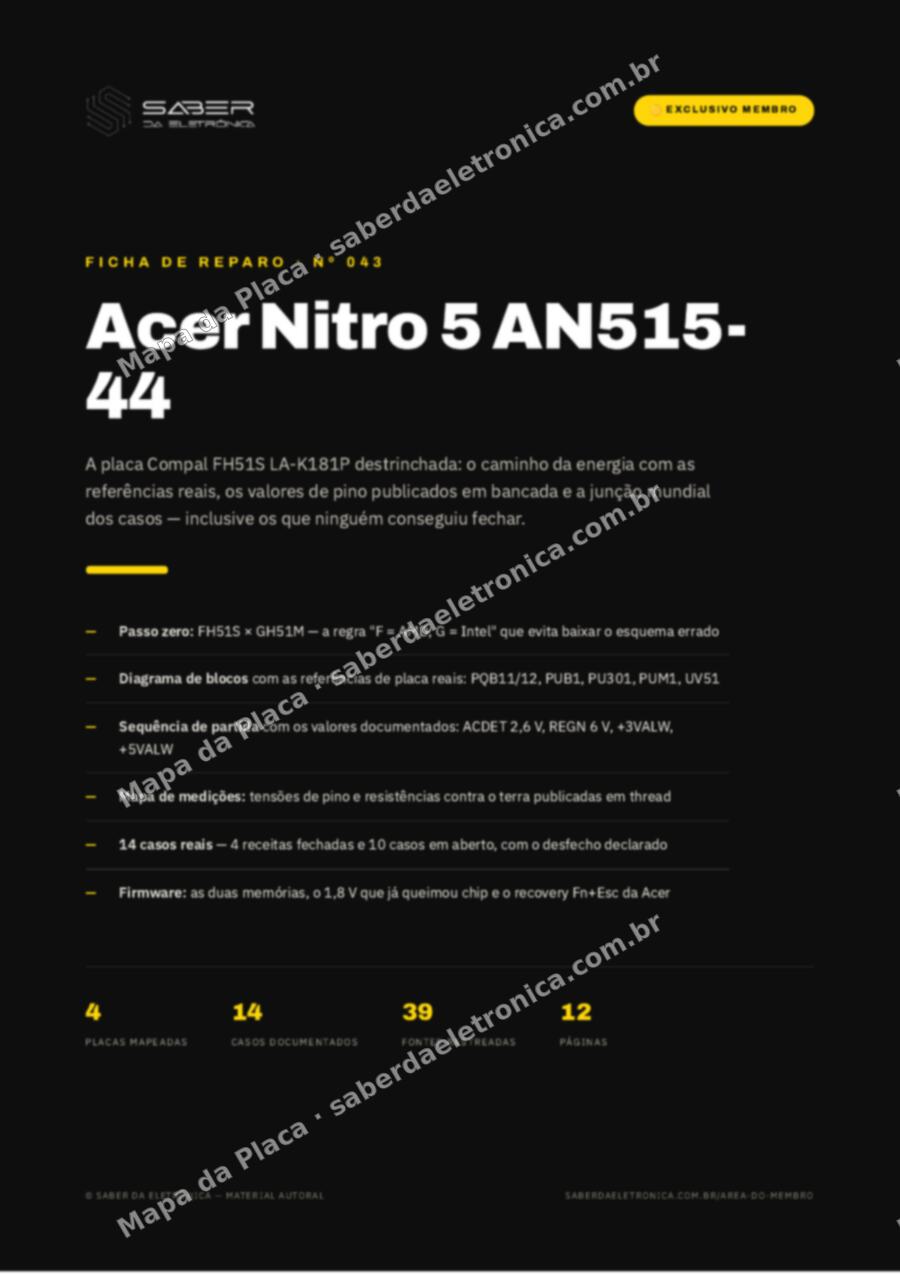Capa da Ficha de Reparo Nº 043: Acer Nitro 5 AN515-44 (AMD) — Ficha de Reparo da placa