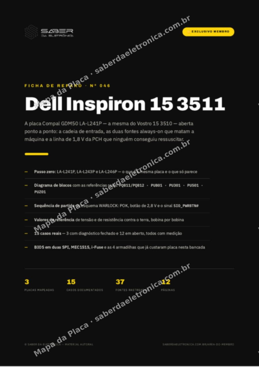 Capa da Ficha de Reparo Nº 046: Dell Inspiron 15 3511 — Ficha de Reparo da placa