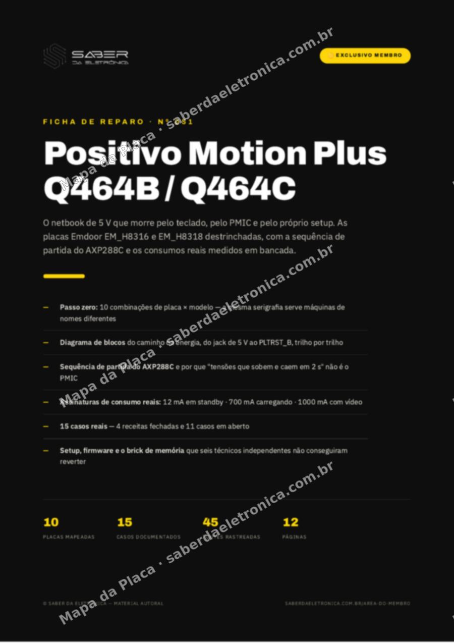 Capa da Ficha de Reparo Nº 051: Positivo Motion Plus Q464B/C — Ficha de Reparo da placa