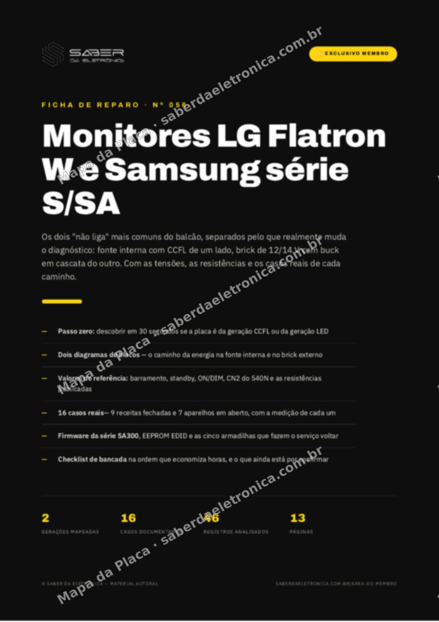 Capa da Ficha de Reparo Nº 056: Monitores LG Flatron W e Samsung série S/SA — Ficha de Reparo da placa
