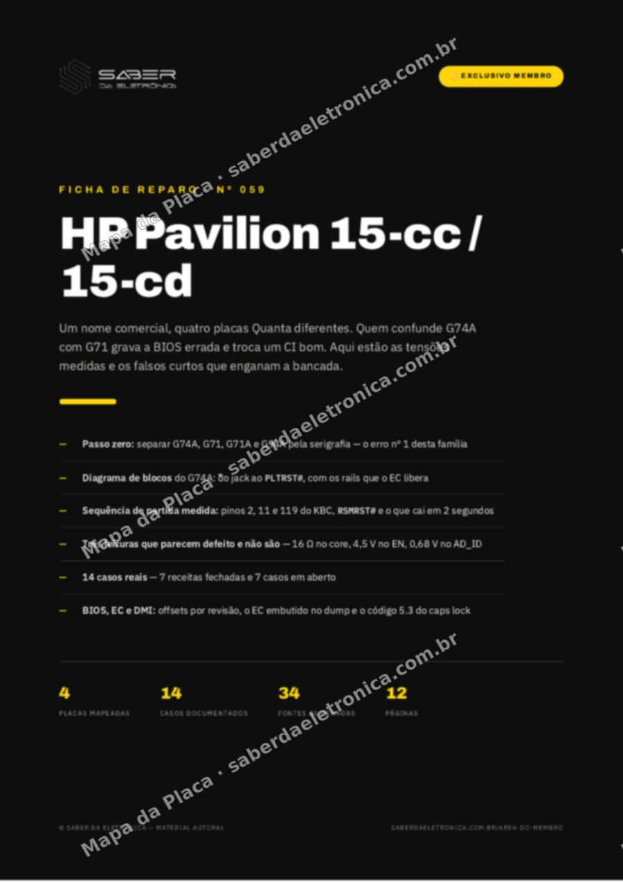 Capa da Ficha de Reparo Nº 059: HP Pavilion 15-cc / 15-cd — Ficha de Reparo da placa