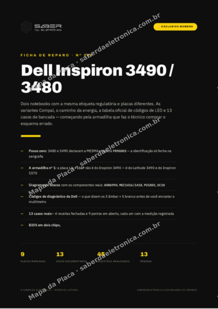 Capa da Ficha de Reparo Nº 060: Dell Inspiron 3490 / 3480 — Ficha de Reparo da placa