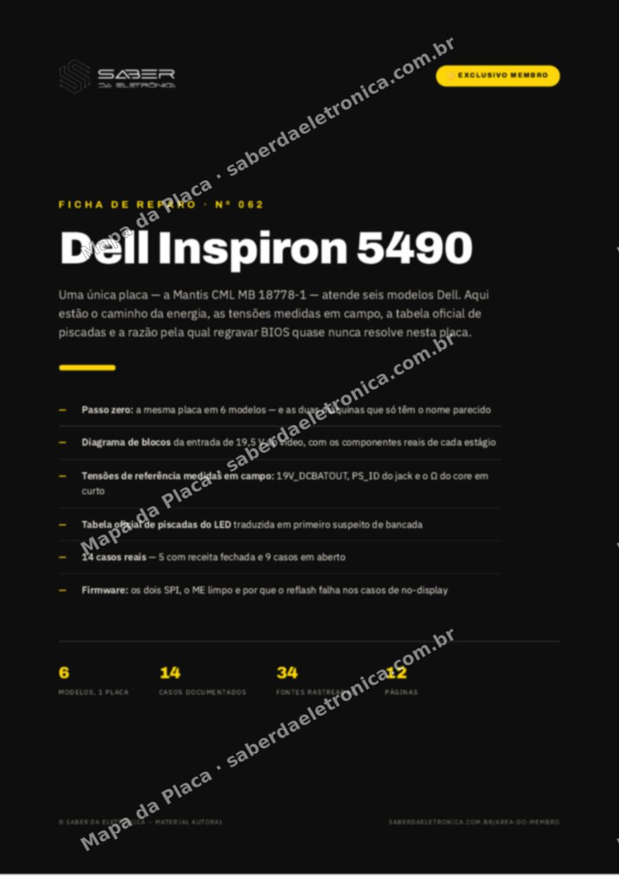 Capa da Ficha de Reparo Nº 062: Dell Inspiron 5490 — Ficha de Reparo da placa