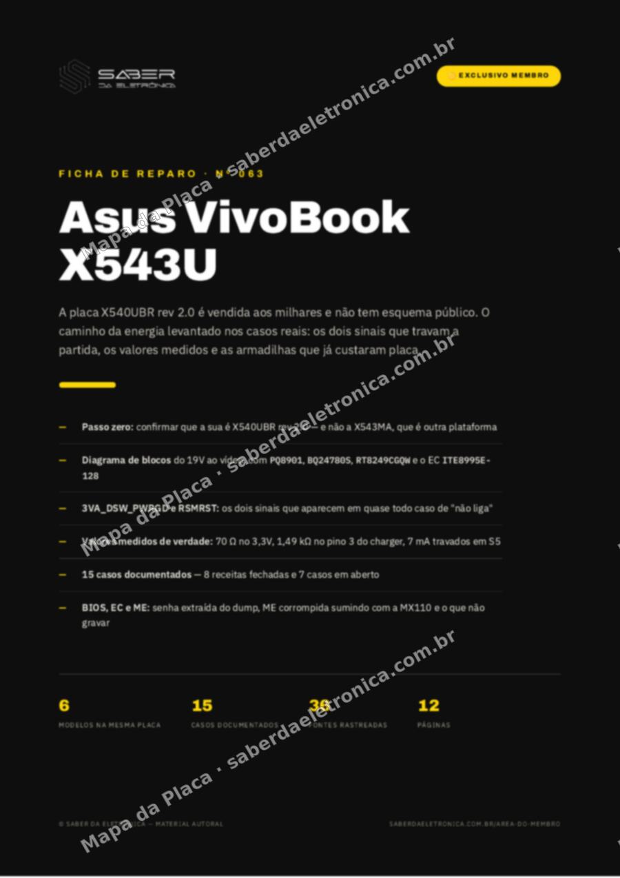 Capa da Ficha de Reparo Nº 063: Asus VivoBook X543U — Ficha de Reparo da placa