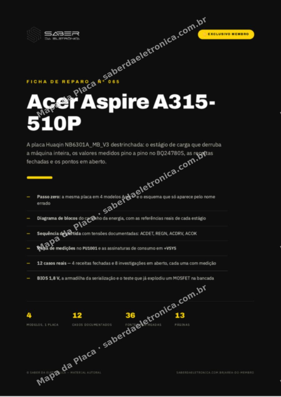Capa da Ficha de Reparo Nº 065: Acer Aspire A315-510P — Ficha de Reparo da placa