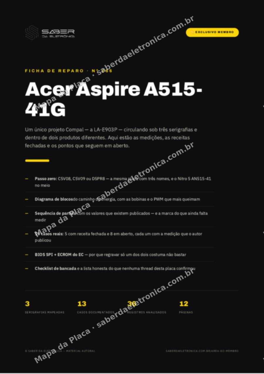 Capa da Ficha de Reparo Nº 066: Acer Aspire A515-41G — Ficha de Reparo da placa
