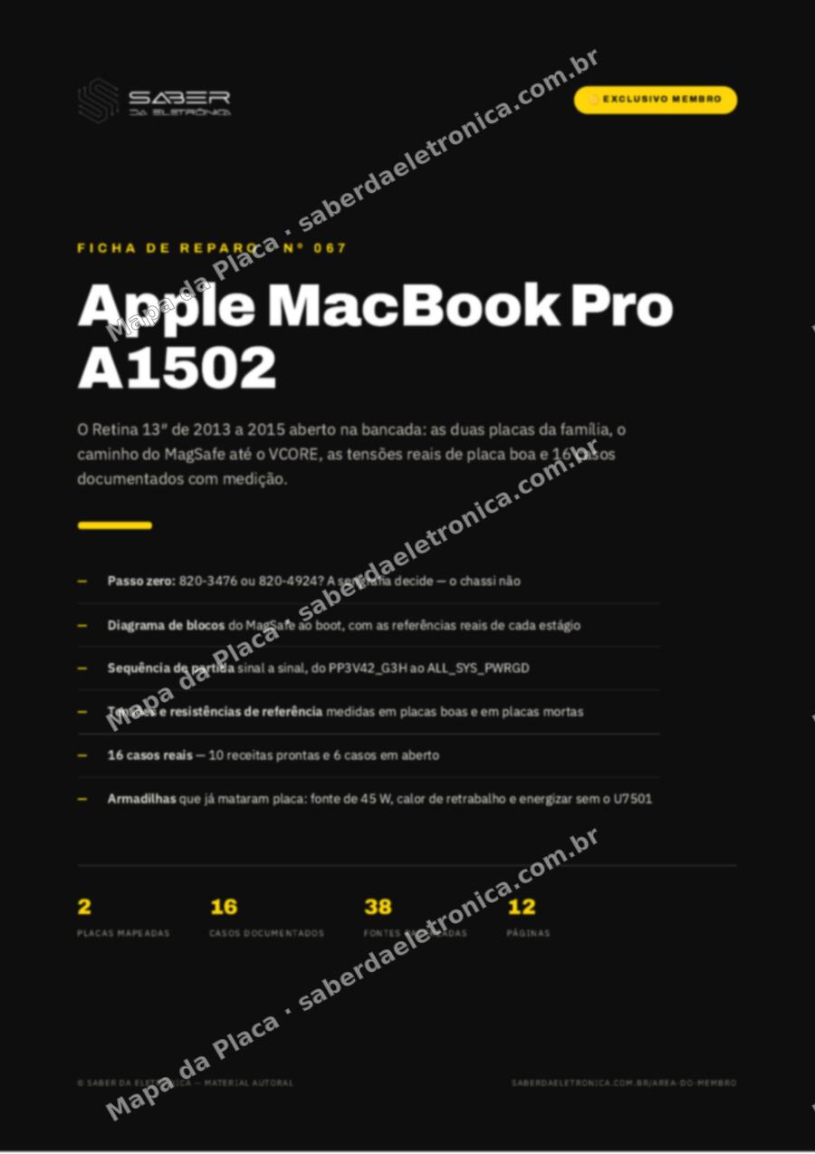 Capa da Ficha de Reparo Nº 067: Apple MacBook Pro A1502 (2013-2015) — Ficha de Reparo da placa