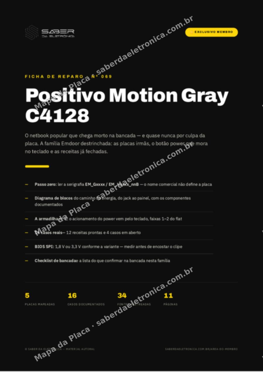 Capa da Ficha de Reparo Nº 069: Positivo Motion Gray C4128 — Ficha de Reparo da placa