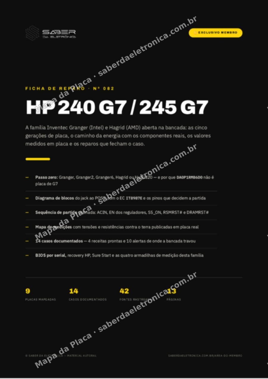 Capa da Ficha de Reparo Nº 082: HP 240 G7 / 245 G7 — Ficha de Reparo da placa