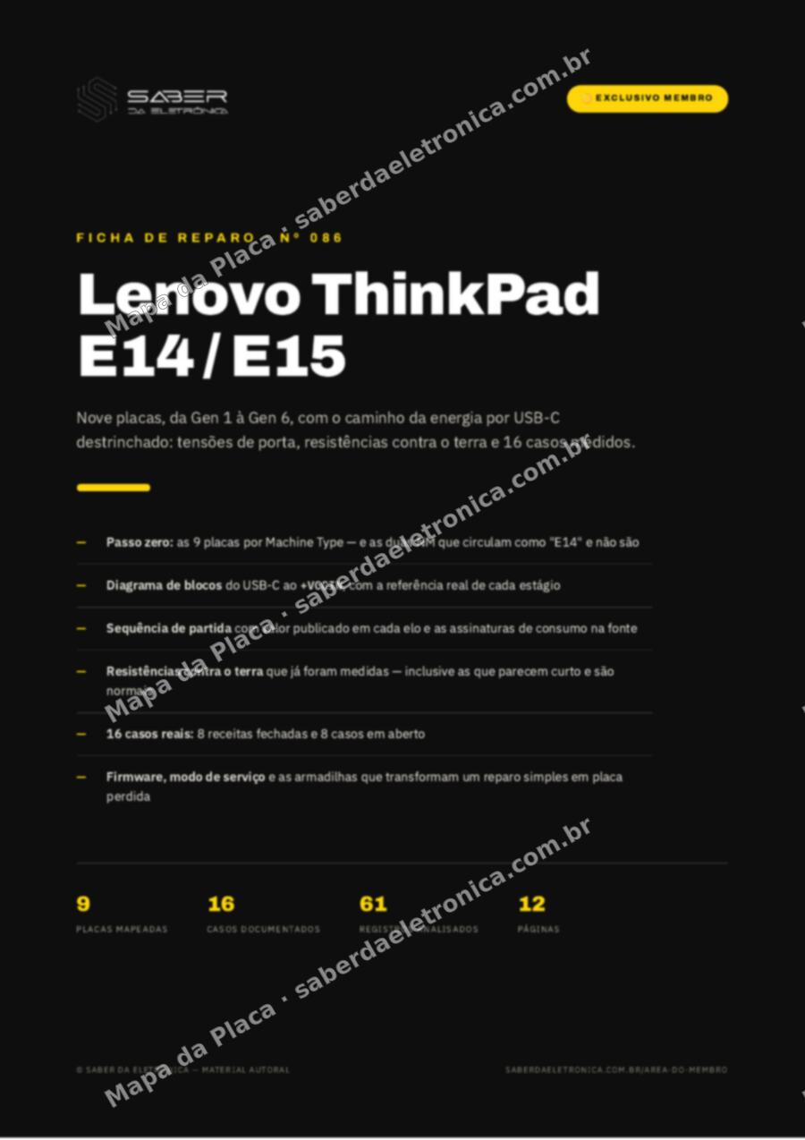 Capa da Ficha de Reparo Nº 086: Lenovo ThinkPad E14 / E15 — Ficha de Reparo da placa