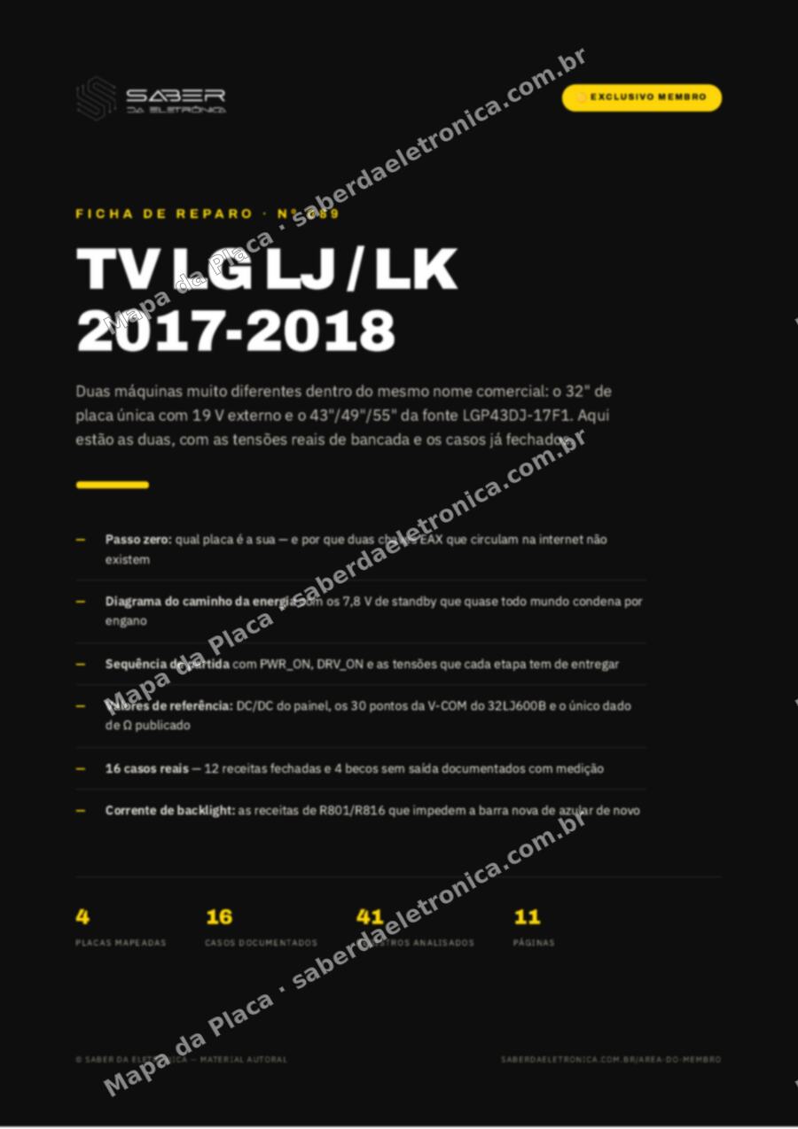 Capa da Ficha de Reparo Nº 089: TV LG LJ / LK (2017-2018) — Ficha de Reparo da placa