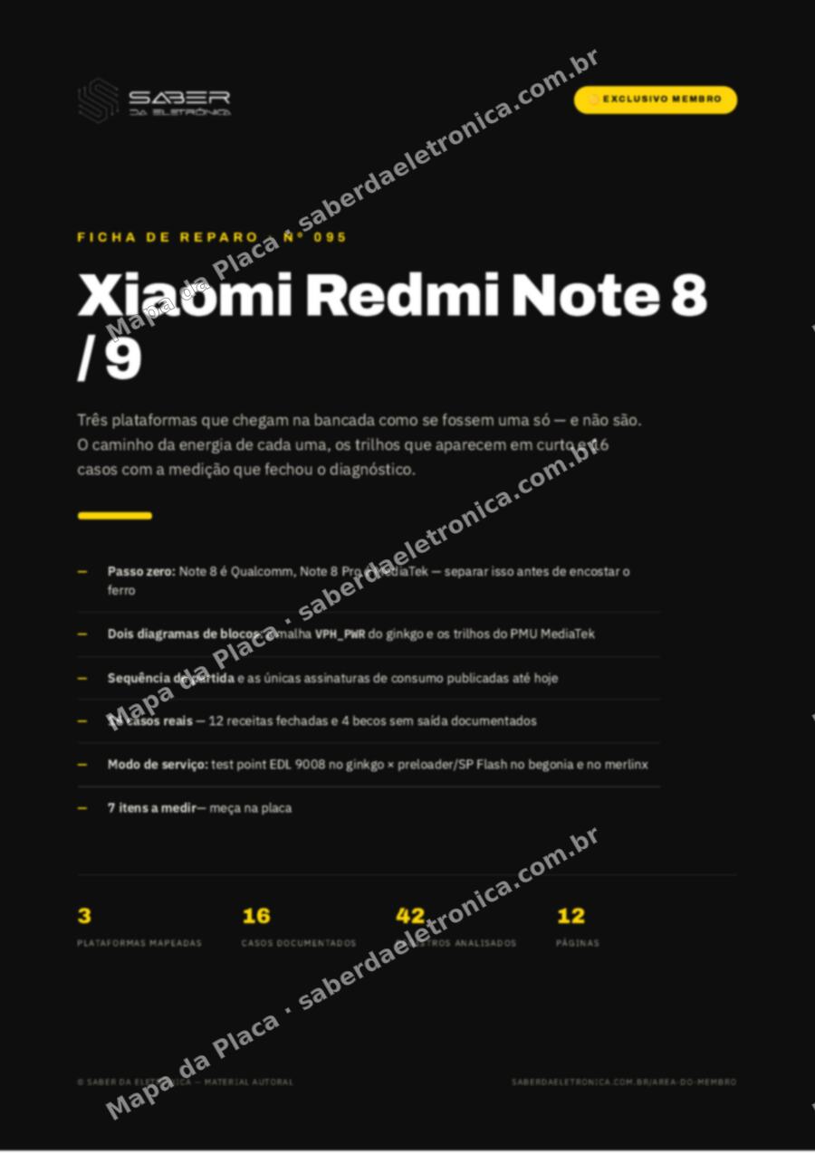 Capa da Ficha de Reparo Nº 095: Xiaomi Redmi Note 8 / 9 — Ficha de Reparo da placa