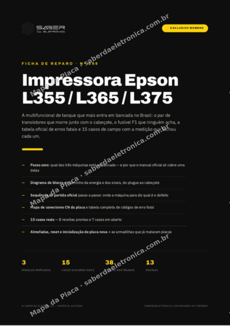 Capa da Ficha de Reparo Nº 099: Impressora Epson L355 / L365 / L375 — Ficha de Reparo da placa