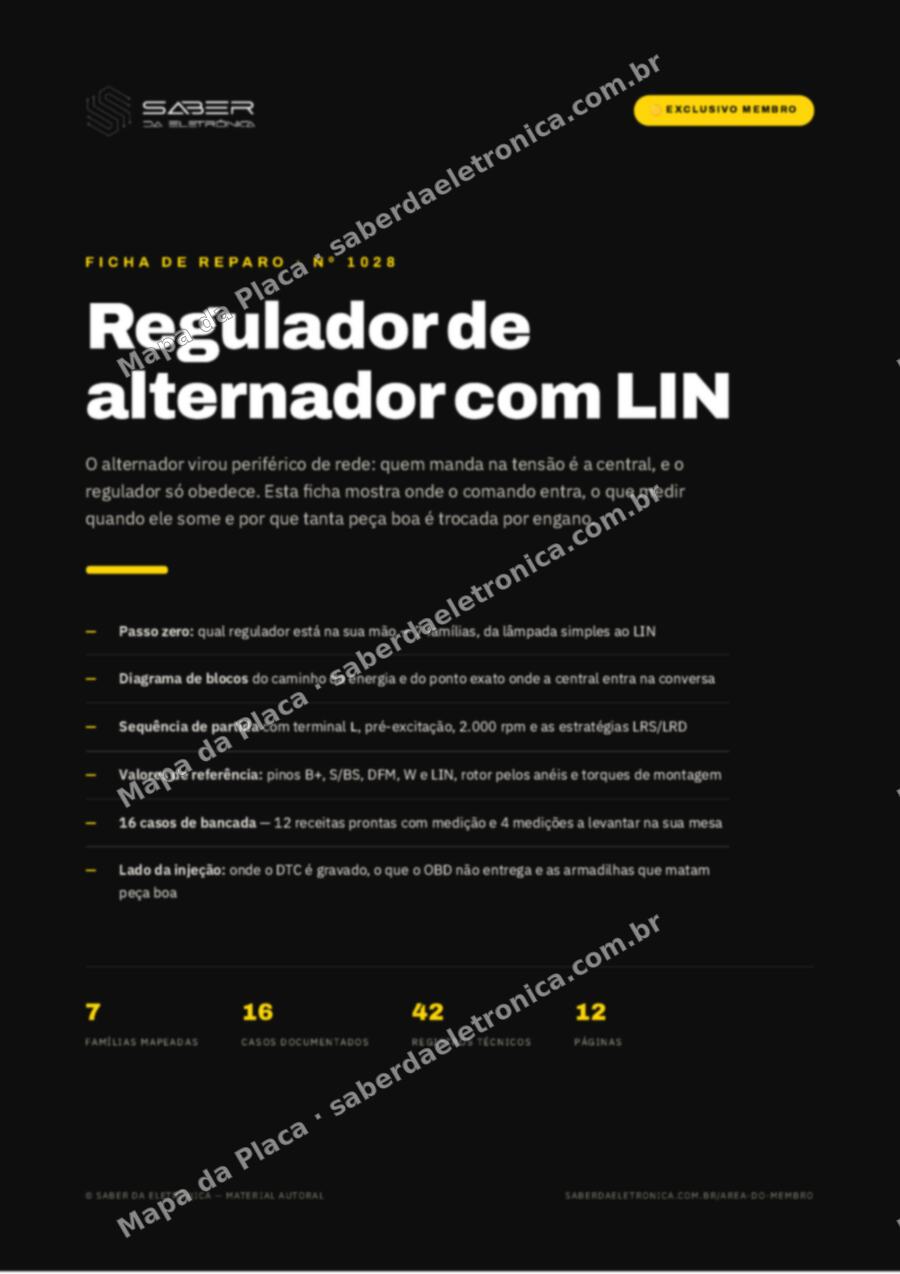 Capa da Ficha de Reparo Nº 1028: Regulador de alternador com LIN e o gerenciamento de carga pela central — Ficha de Reparo da placa