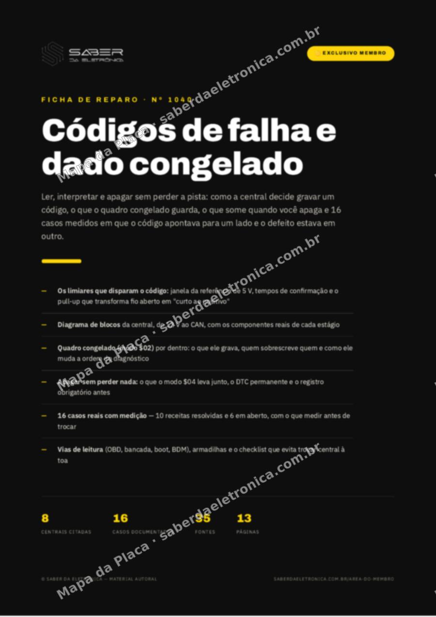 Capa da Ficha de Reparo Nº 1040: Códigos de falha e dado congelado — ler, interpretar e apagar sem perder a pista — Ficha de Reparo da placa