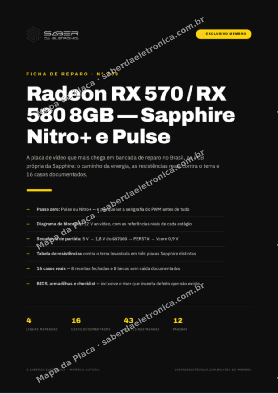 Capa da Ficha de Reparo Nº 109: Radeon RX 570 / RX 580 8GB — Sapphire Nitro+ e Pulse — Ficha de Reparo da placa