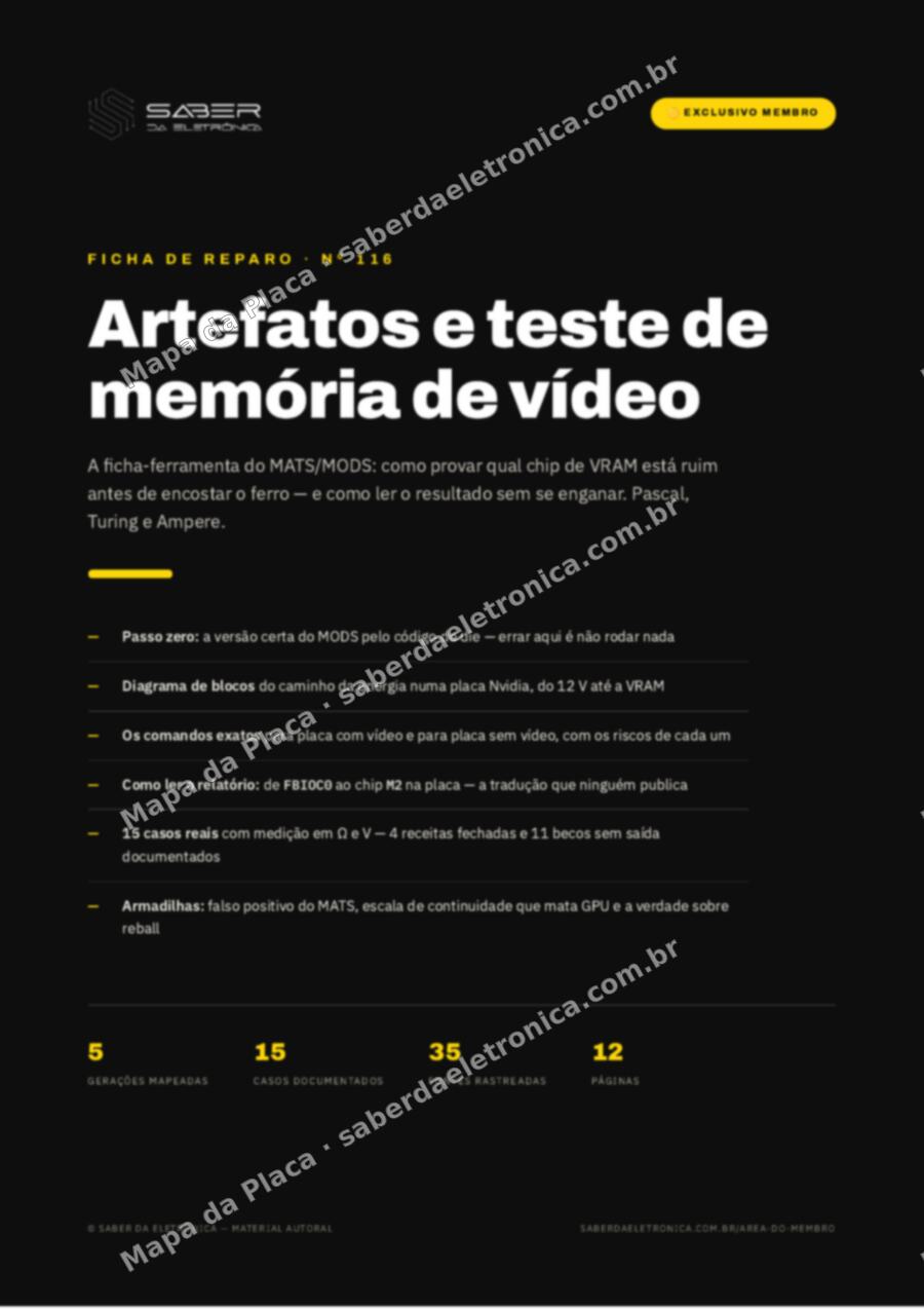 Capa da Ficha de Reparo Nº 116: Ficha-ferramenta: artefatos e teste de memória de vídeo (MATS/MODS) — Ficha de Reparo da placa