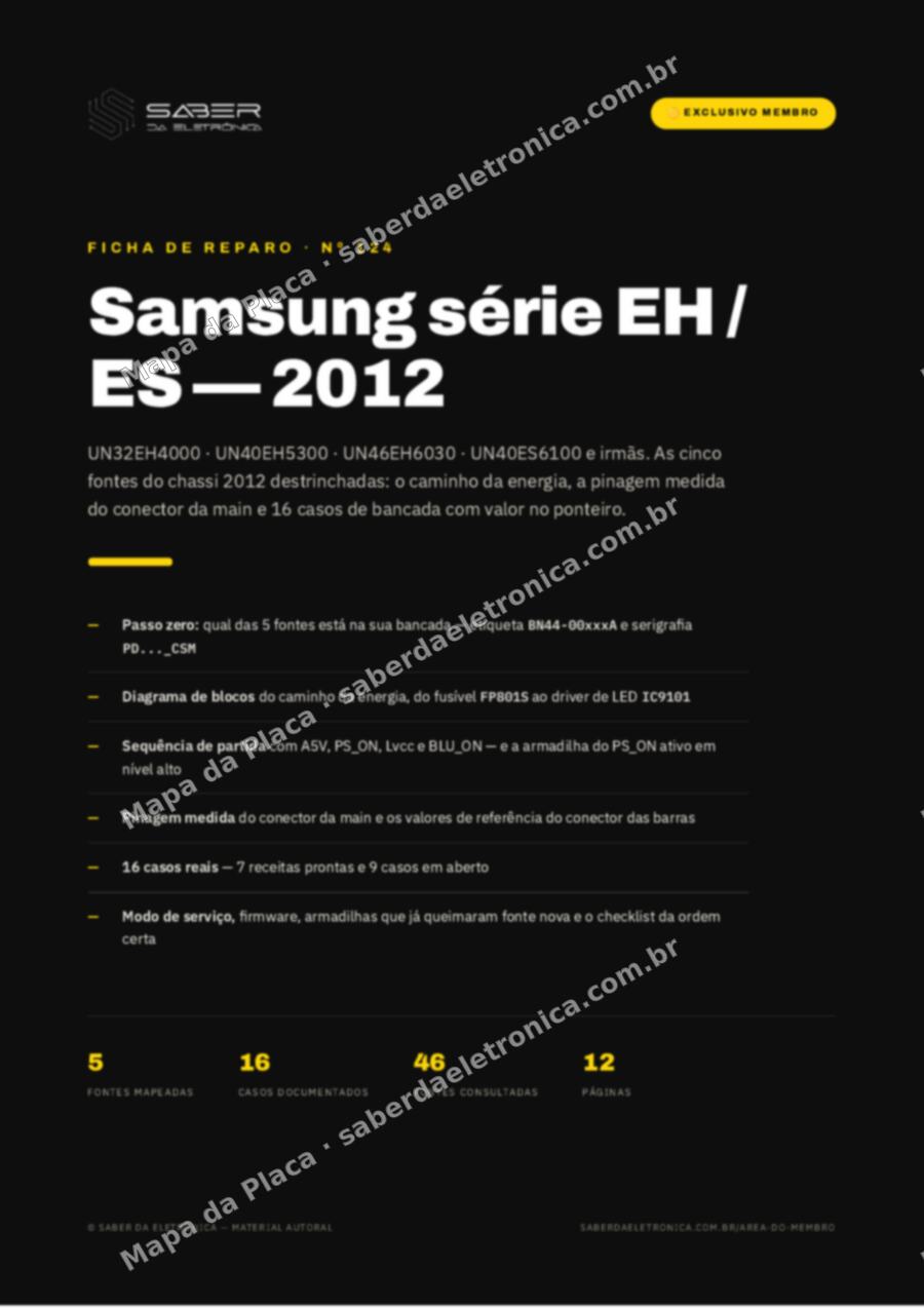 Capa da Ficha de Reparo Nº 124: Samsung série EH / ES (2012) — UN32EH4000 / UN40EH5300 / UN46EH6030 / UN40ES6100 — Ficha de Reparo da placa