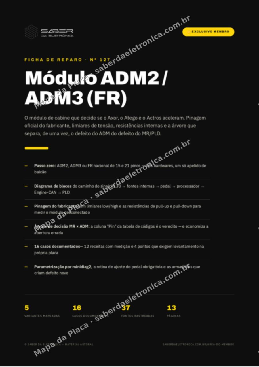 Capa da Ficha de Reparo Nº 127: Módulo ADM2 / ADM3 (FR) — gerenciamento do veículo Mercedes-Benz Axor, Atego, Actros — Ficha de Reparo da placa