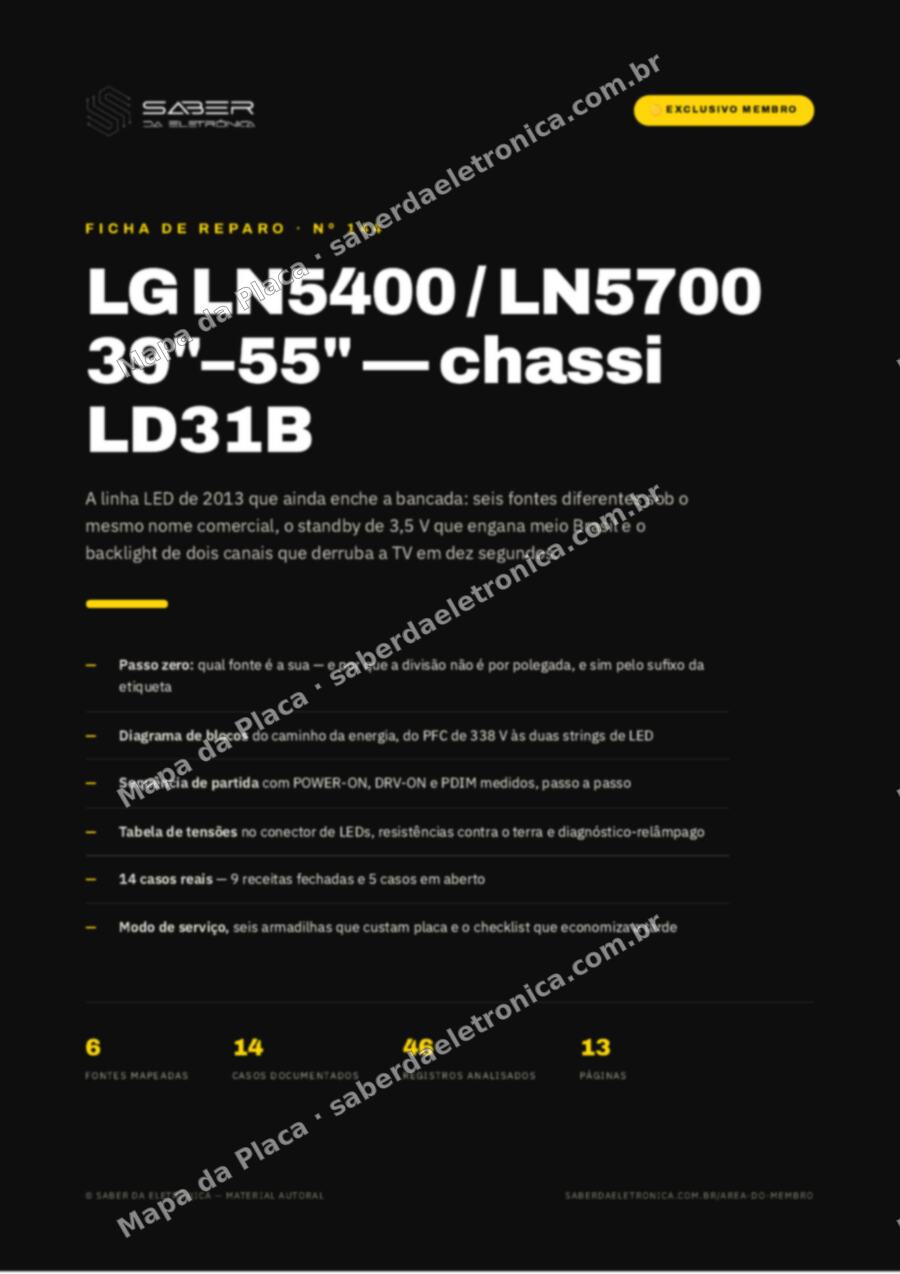 Capa da Ficha de Reparo Nº 144: LG LN5400 / LN5700 39″-55″ (2013) — chassi LD31B — Ficha de Reparo da placa