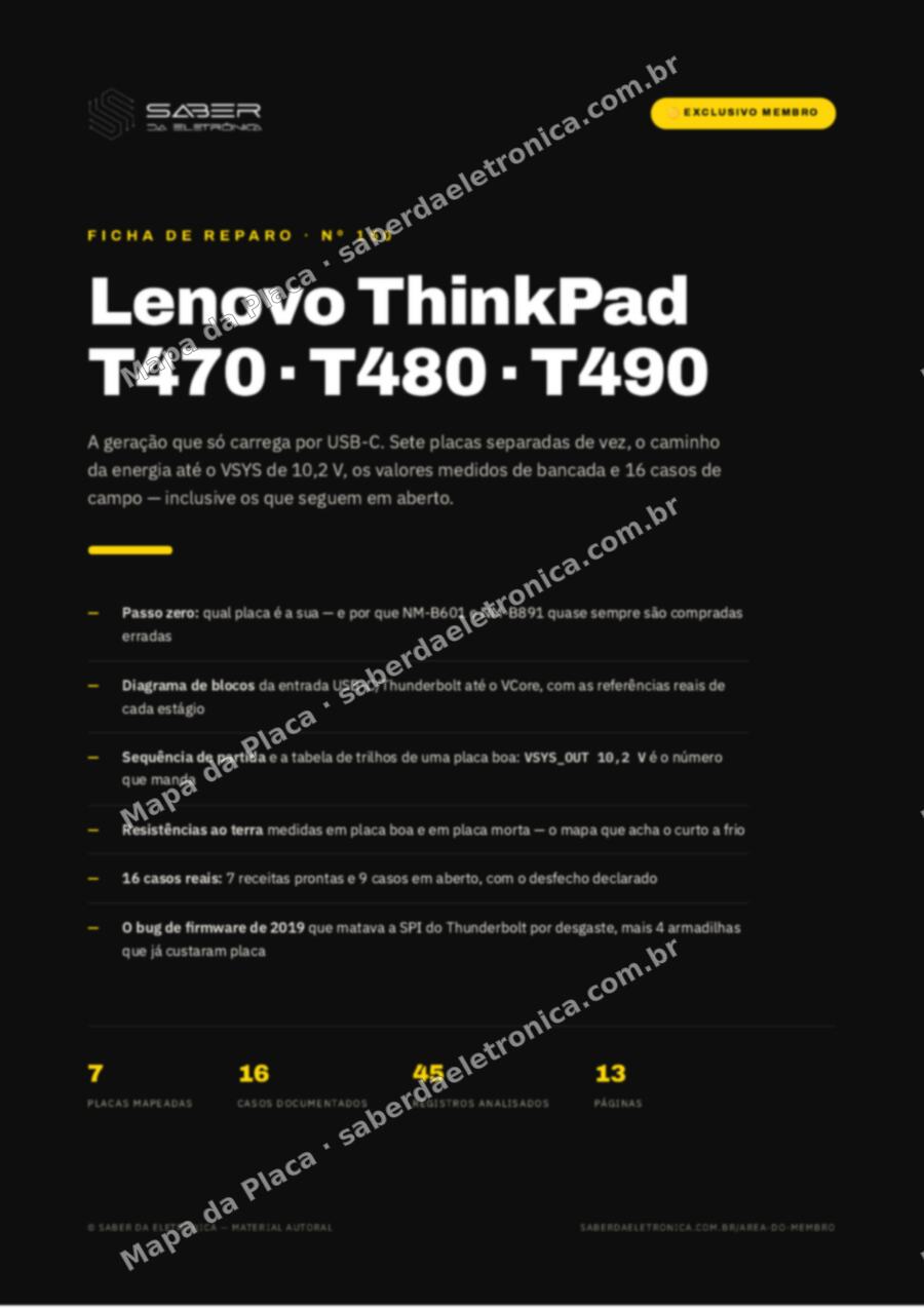 Capa da Ficha de Reparo Nº 150: Lenovo ThinkPad T470 / T480 / T490 (NM-A931 · NM-B501 · NM-B901) — Ficha de Reparo da placa