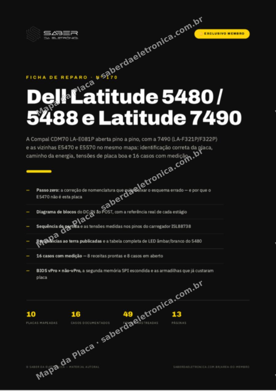 Capa da Ficha de Reparo Nº 170: Dell Latitude 5480/5488 (Compal CDM70 LA-E081P/E082P) e Latitude 7490 (LA-F321P/F322P) — Ficha de Reparo da placa