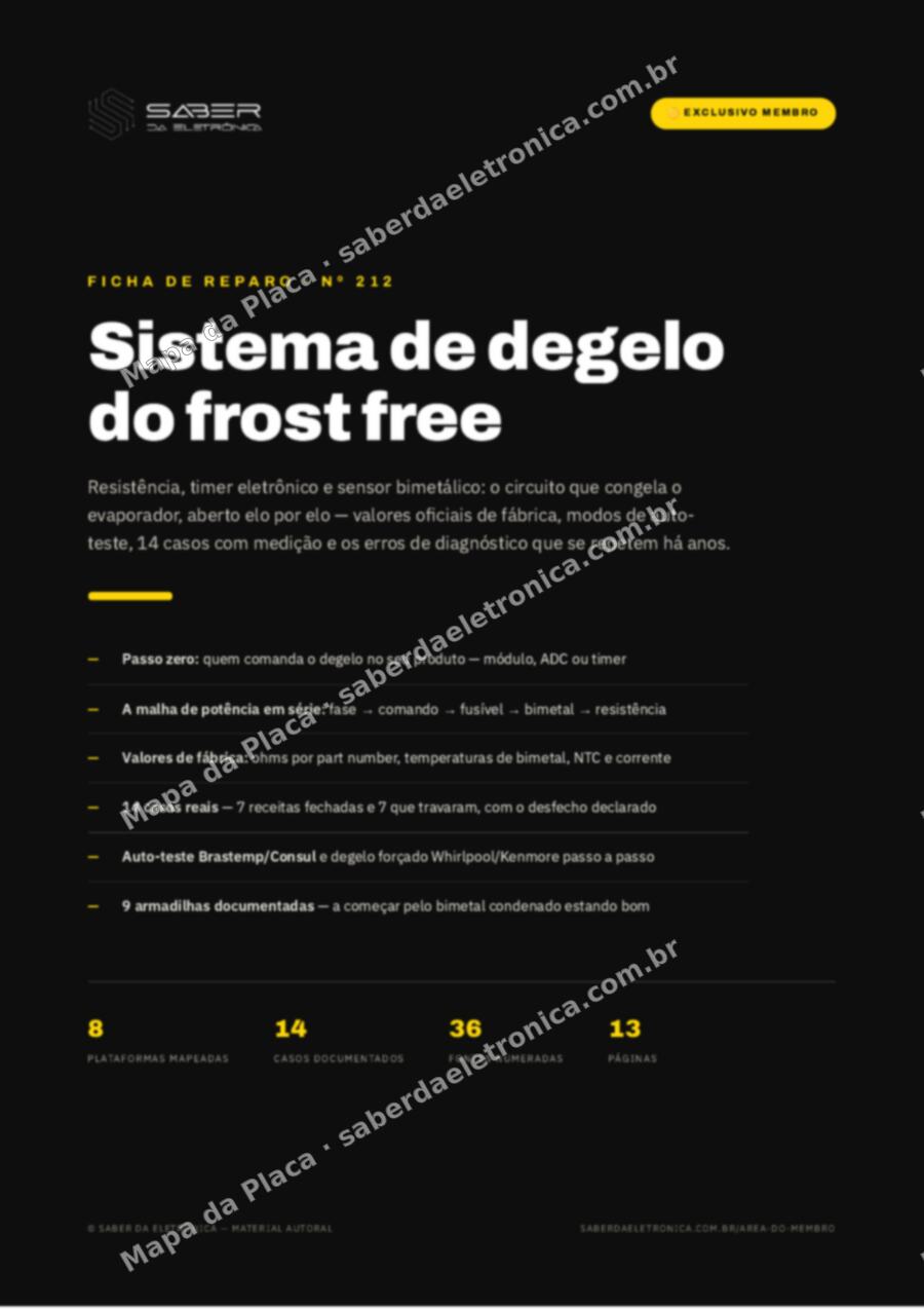 Capa da Ficha de Reparo Nº 212: Sistema de degelo — resistência, timer eletrônico e sensor bimetálico — Ficha de Reparo da placa