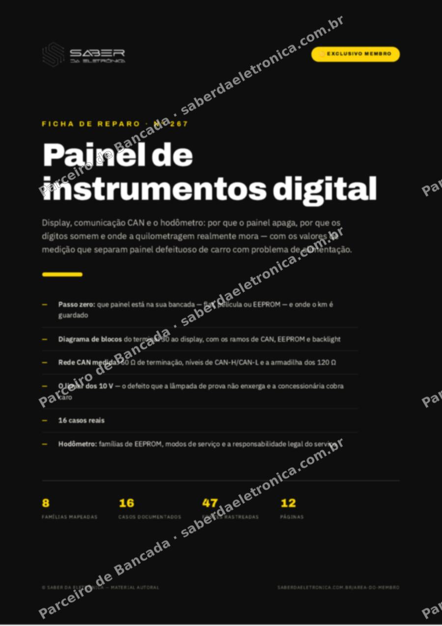 Capa da Ficha de Reparo Nº 267: Painel de instrumentos digital — display, comunicação CAN e o hodômetro — Ficha de Reparo da placa