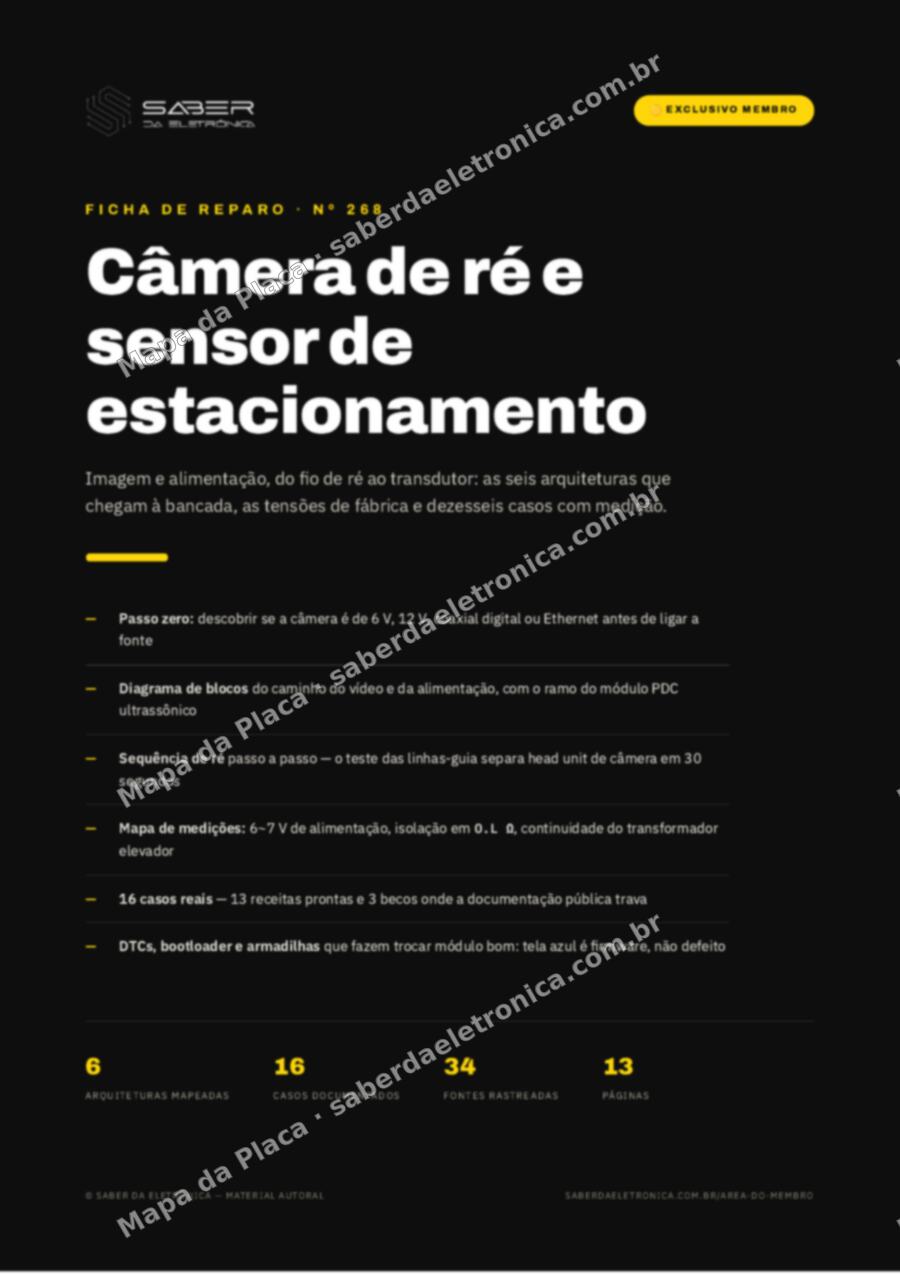 Capa da Ficha de Reparo Nº 268: Câmera de ré e sensor de estacionamento — imagem e alimentação — Ficha de Reparo da placa