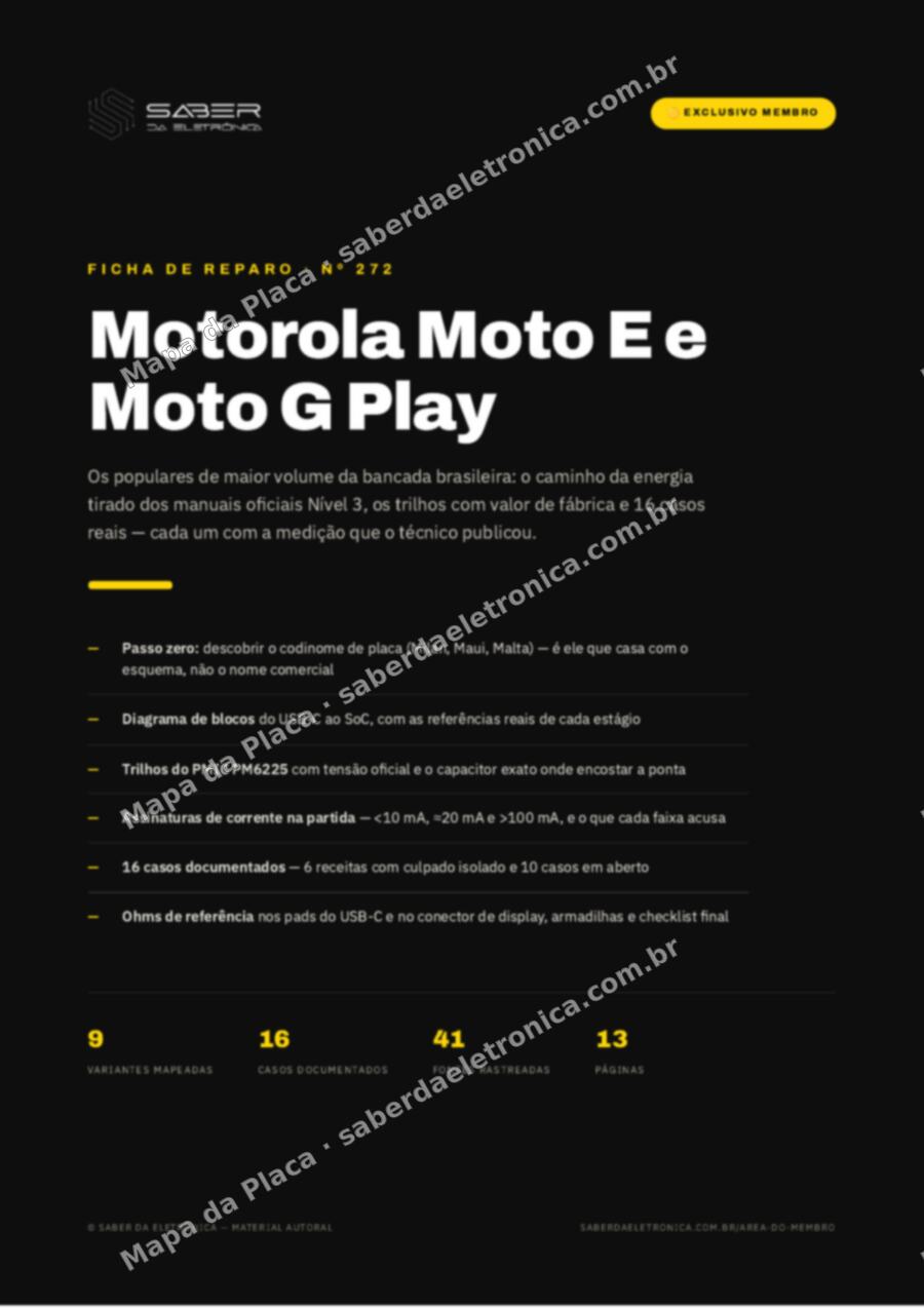 Capa da Ficha de Reparo Nº 272: Motorola Moto E e Moto G Play — os populares de maior volume — Ficha de Reparo da placa