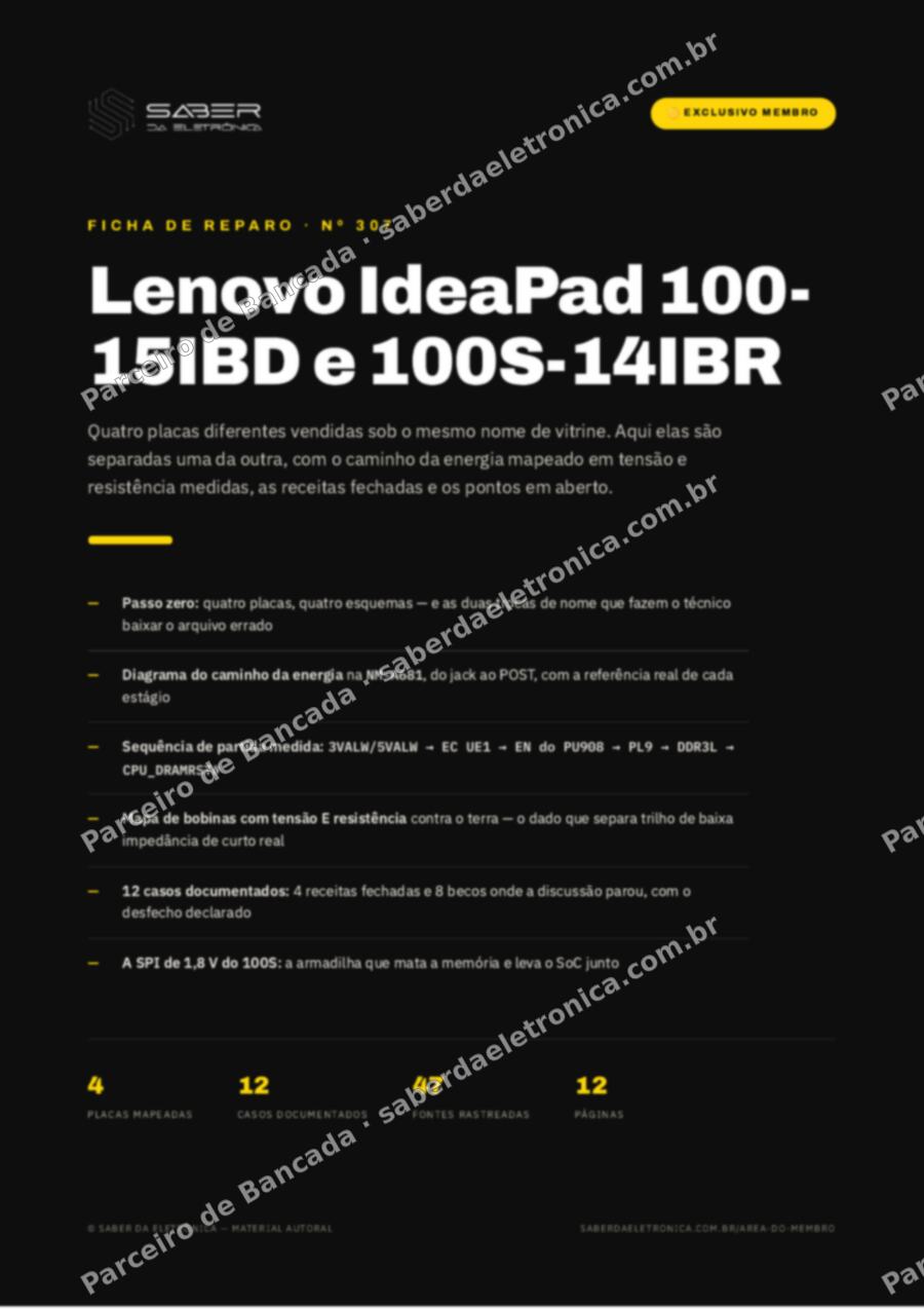 Capa da Ficha de Reparo Nº 307: Lenovo IdeaPad 100-15IBD / 100S-14IBR — Ficha de Reparo da placa