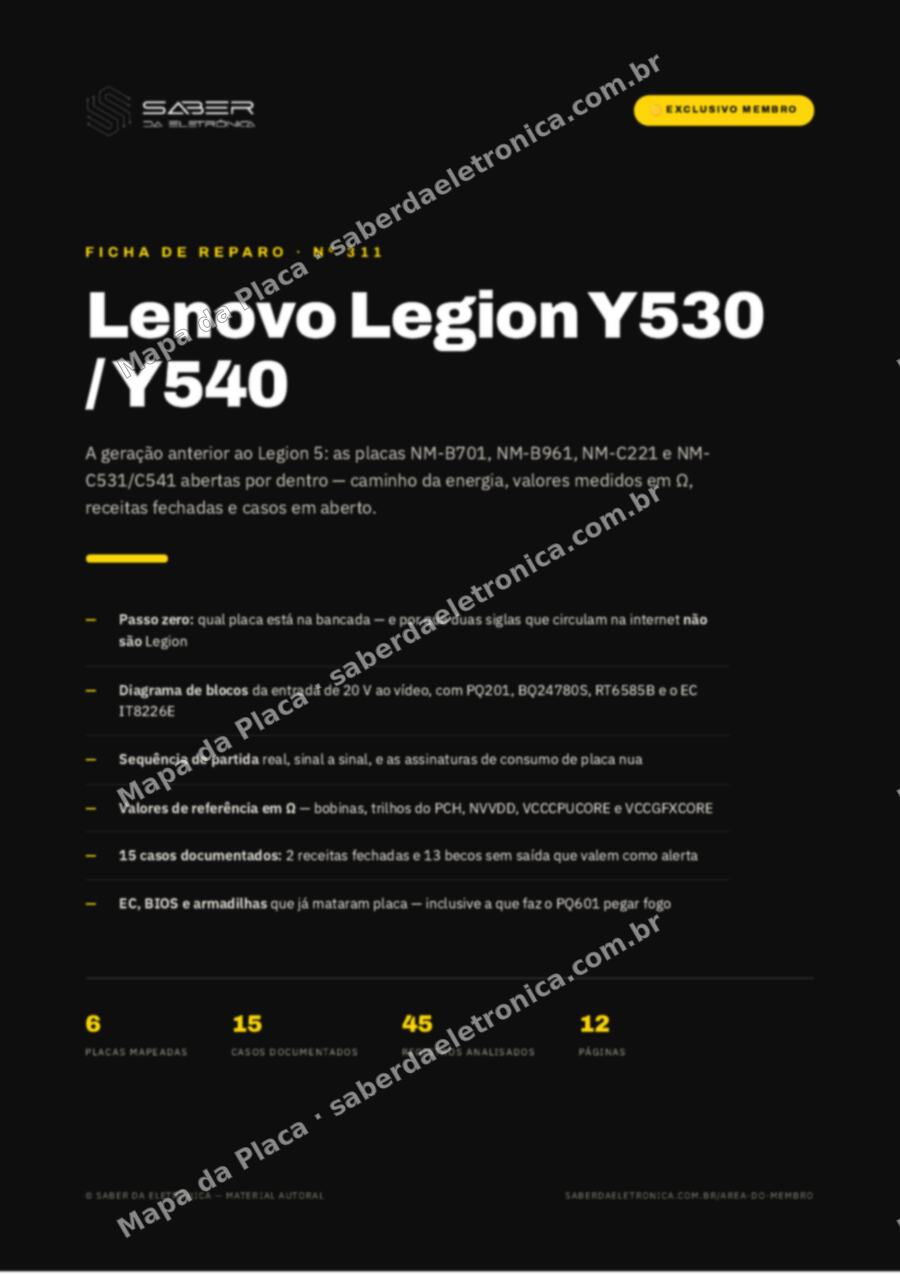 Capa da Ficha de Reparo Nº 311: Lenovo Legion Y530 / Y540 (a geração anterior) — Ficha de Reparo da placa