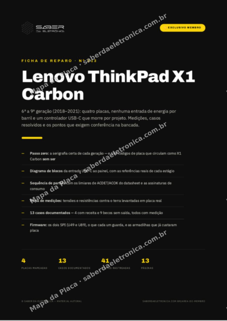 Capa da Ficha de Reparo Nº 313: Lenovo ThinkPad X1 Carbon (6ª a 9ª geração) — Ficha de Reparo da placa