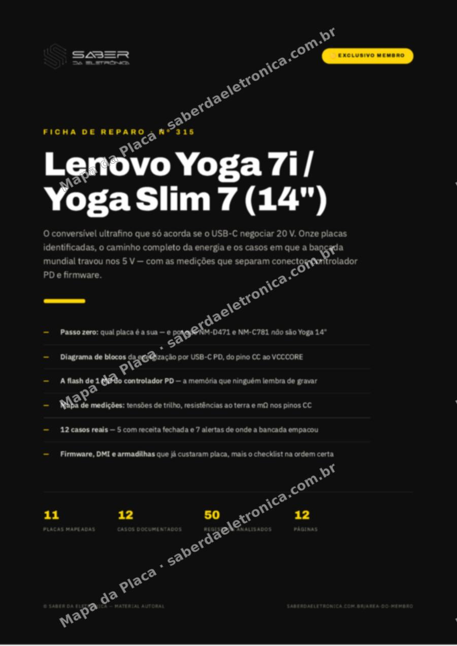 Capa da Ficha de Reparo Nº 315: Lenovo Yoga 7i / Yoga Slim 7 (14 polegadas) — Ficha de Reparo da placa