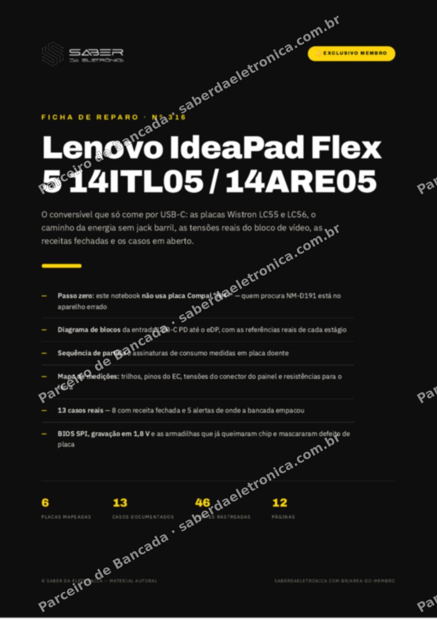Capa da Ficha de Reparo Nº 316: Lenovo IdeaPad Flex 5 14ITL05 / 14ARE05 — Ficha de Reparo da placa