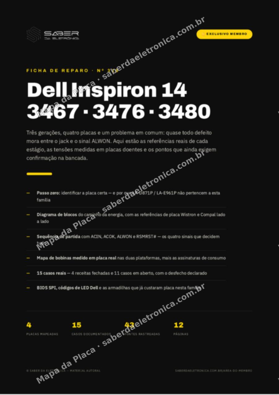 Capa da Ficha de Reparo Nº 318: Dell Inspiron 14 3467 / 3476 / 3480 — Ficha de Reparo da placa